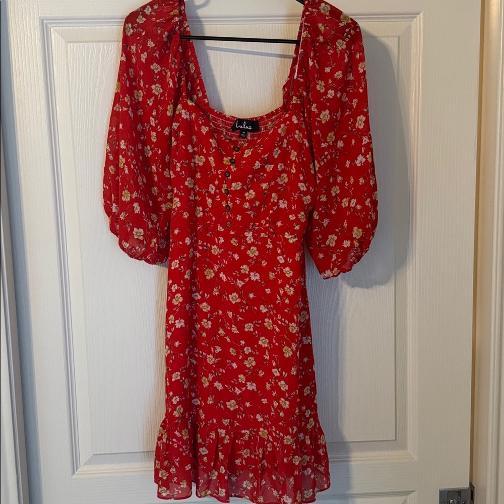Lulus Red Floral Dress
